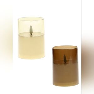 4 White Flameless LED Tube Plastic Pillar Candles